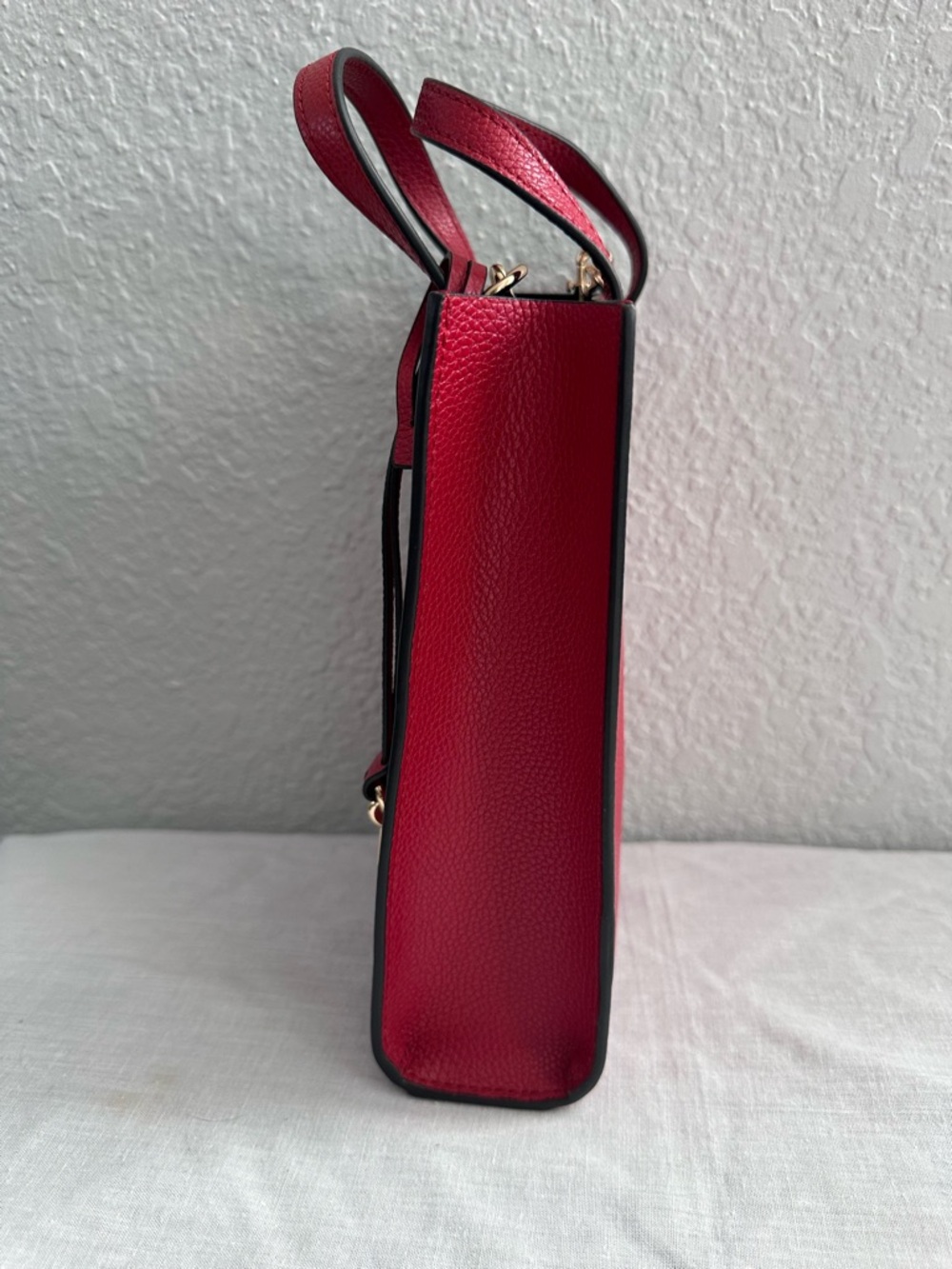 Marc Jacobs Micro Tote Red Pebbled Leather Crossbody Bag Small Open Top - Picture 7 of 11